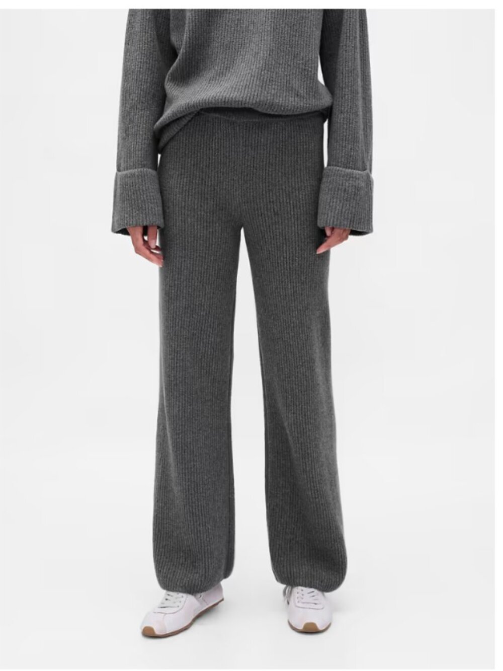 NWT - Gap - CashSoft Shaker-Stitch Sweater Pants - Sz M - Gray